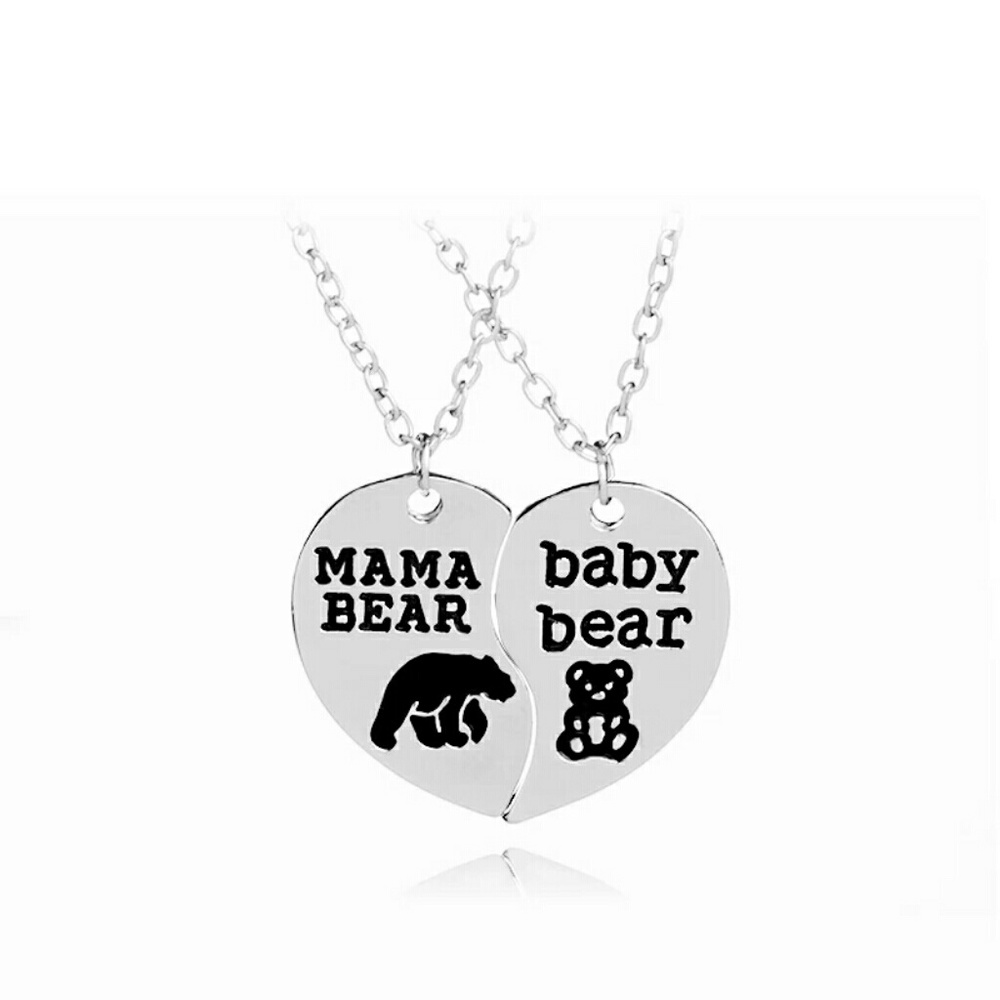 Mama Bear and Baby Bear Necklace Set 2pc